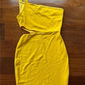 NBD Asymmetrical Yellow Dress